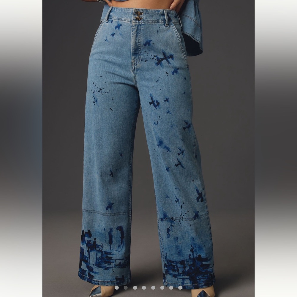 Anthropologie Pilcro Manel Villalonga Eventide High-Rise Wide-Leg Jeans 26